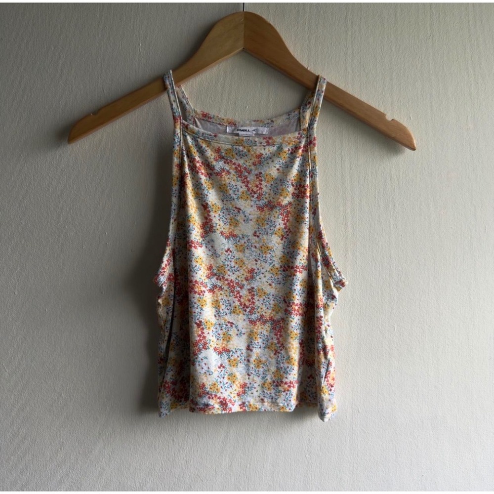 O'Neill Multicolor Floral Tank Top Women High Neck Cropped Cami Small